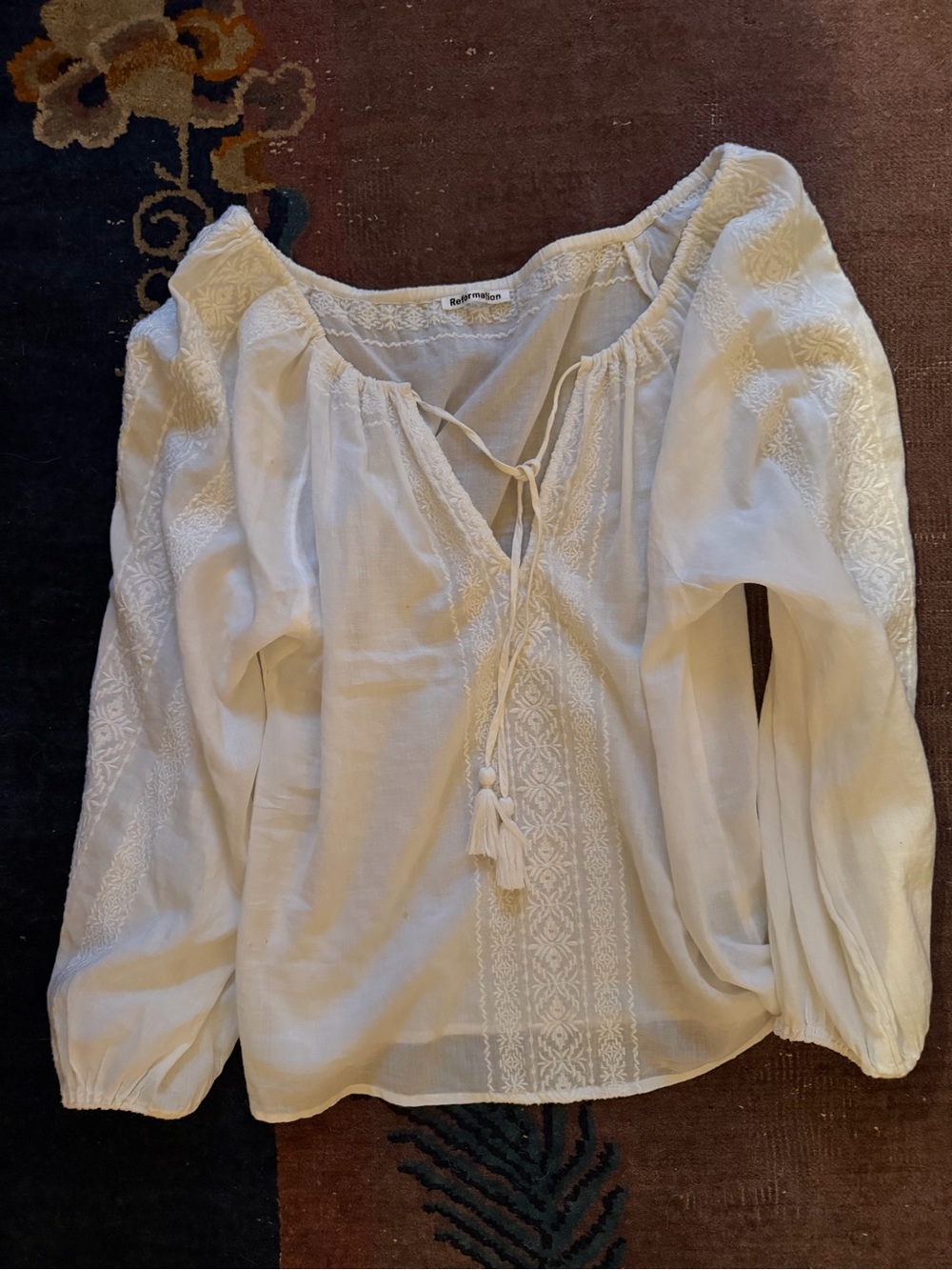 Reformation White Peasant Blouse